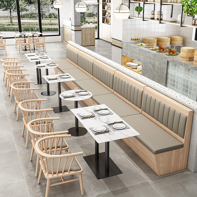 餐厅桌椅卡座沙发组合商用饭店餐饮小吃日料店面馆靠墙半圆卡座