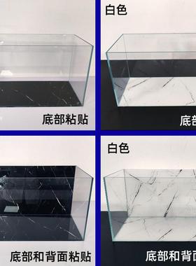 黑色122大理石鱼箱缸石纹贴纸水缸族带胶自加粘造景厚装饰鱼贴
