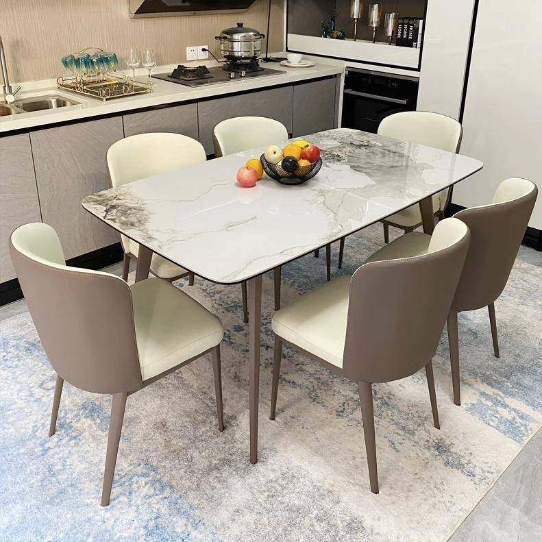 意式奢岩小板餐桌椅轻组家用户型现代PPL简约长方形吃合饭桌岩板