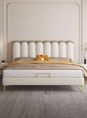 法室S940#式奶m油风科技猫爪皮艺床公主床主卧婚现代简约1床.8双