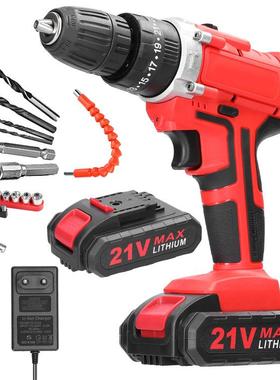 QNC多能功锂冲击钻家用21V电手电钻打孔钻墙有刷充电钻套螺装电动