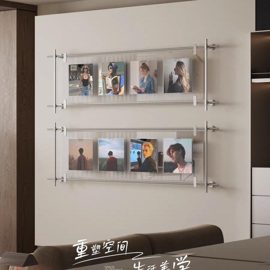 亚克力照片挂画金属杆墙面装饰品高级感壁饰挂画玄关客厅沙发墙饰
