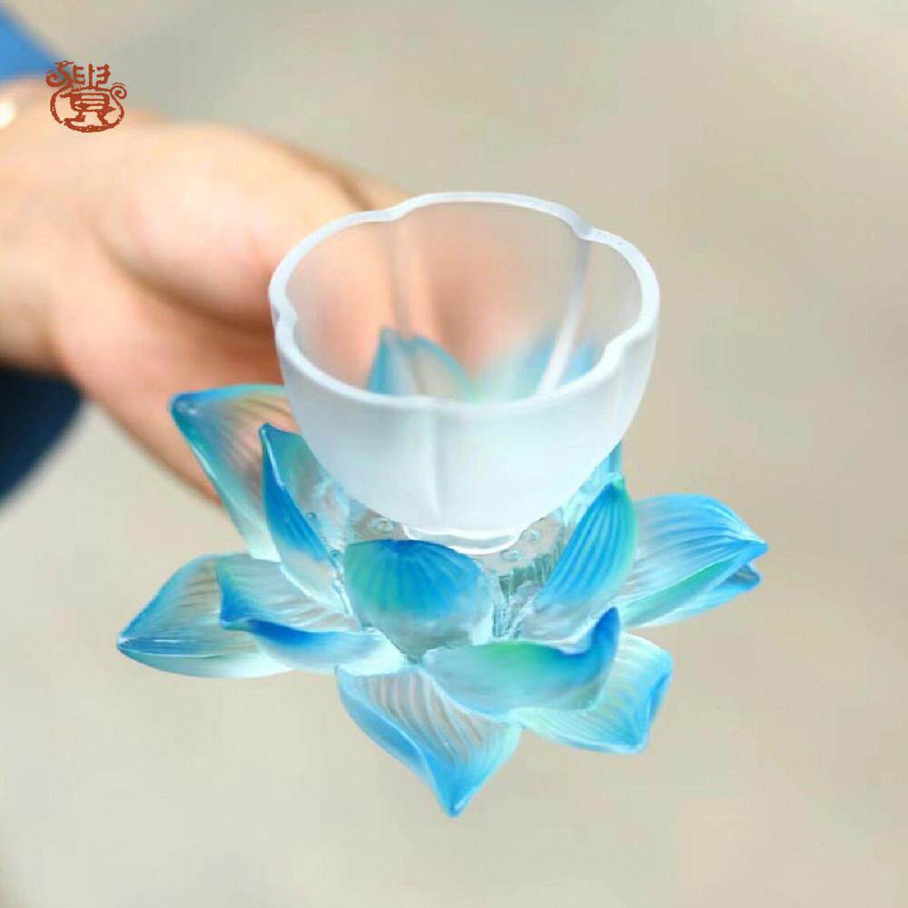 非遗·心缘堂十二花神系列琉璃杯托杯垫茶席置景烛台摆件荷花杯托