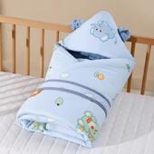 婴儿抱被大豆纤维双层加厚豆豆被秋冬可水洗棉新生儿外出包单肩包