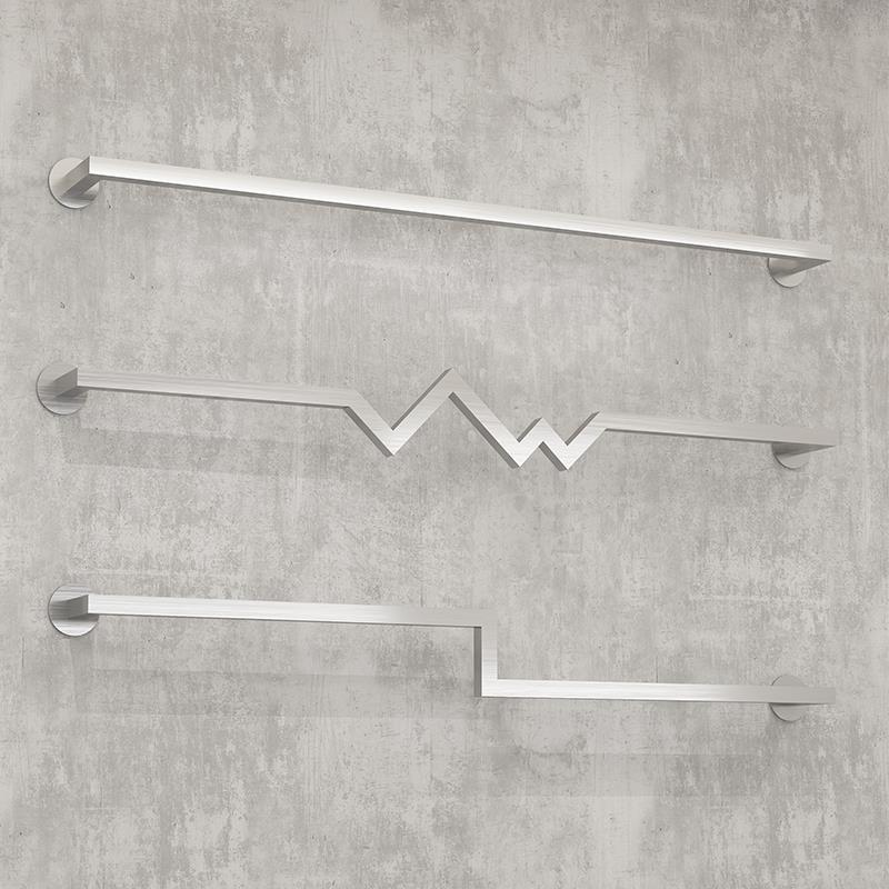 服装店展示架上墙壁挂式不锈钢银色拉丝挂衣服正挂杆女装店陈列架