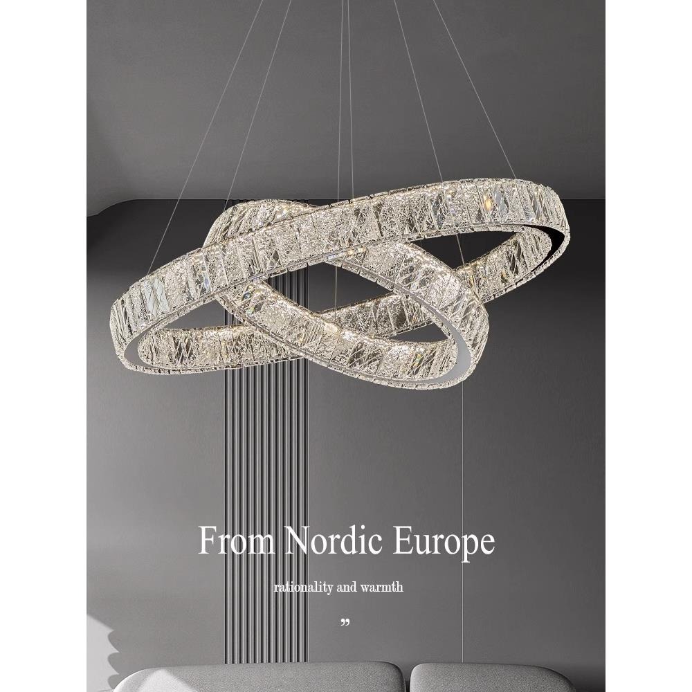 后现代无障碍豪华水晶圆吊灯客厅模型房高端大气卧室餐厅楼梯覆式