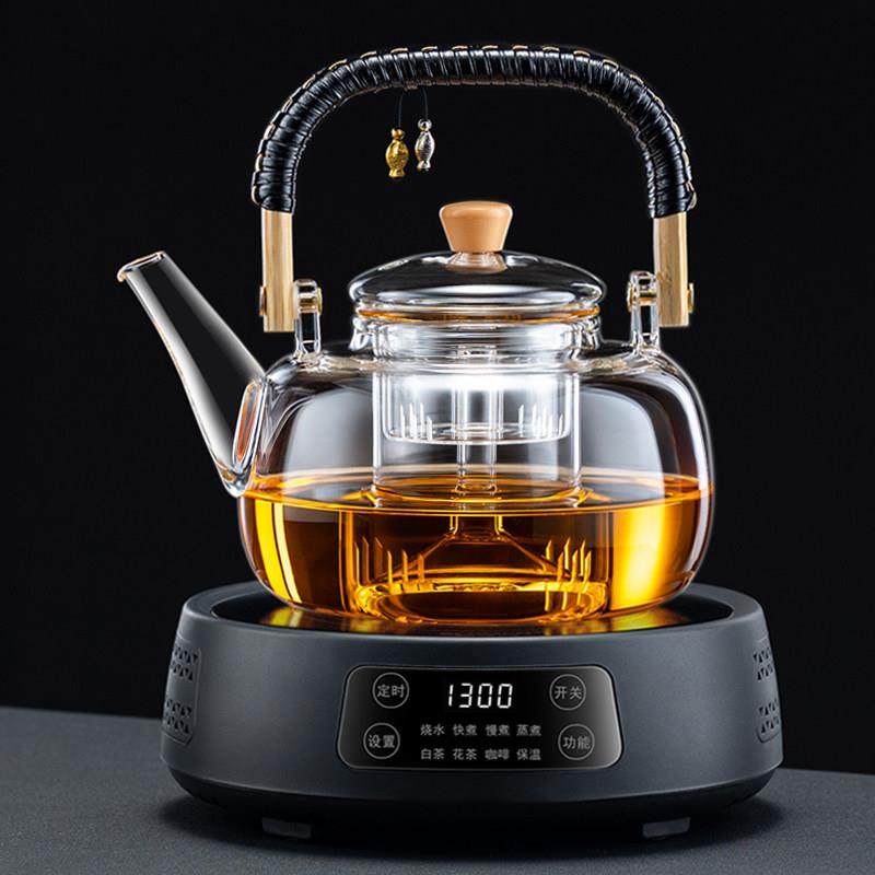 加厚耐高温玻璃煮茶器2025高端新款黑晶炉保温家用一体蒸汽养生壶