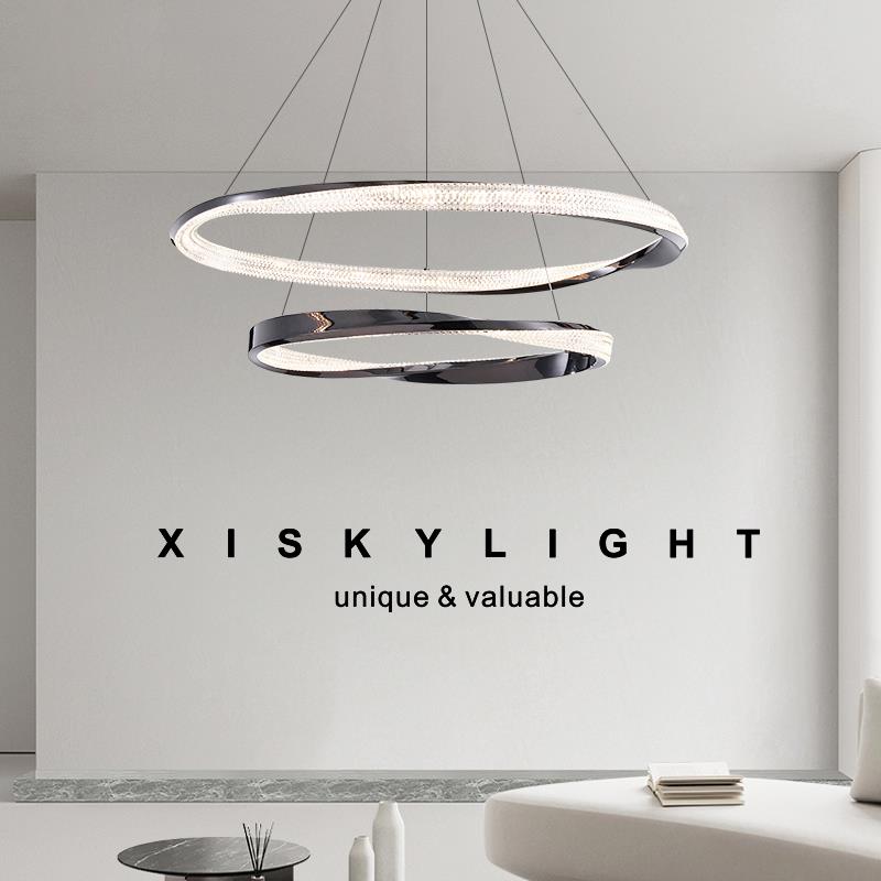 极简意式客厅吊灯led北欧圆环形别墅轻奢设计主卧室餐厅楼梯吊灯