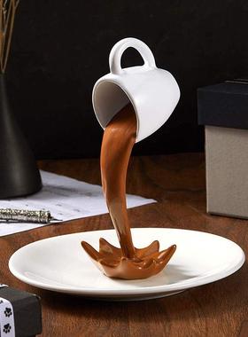 高档咖啡流水创意马克杯摆件房间装饰品艺术恶搞小摆件高级感小众