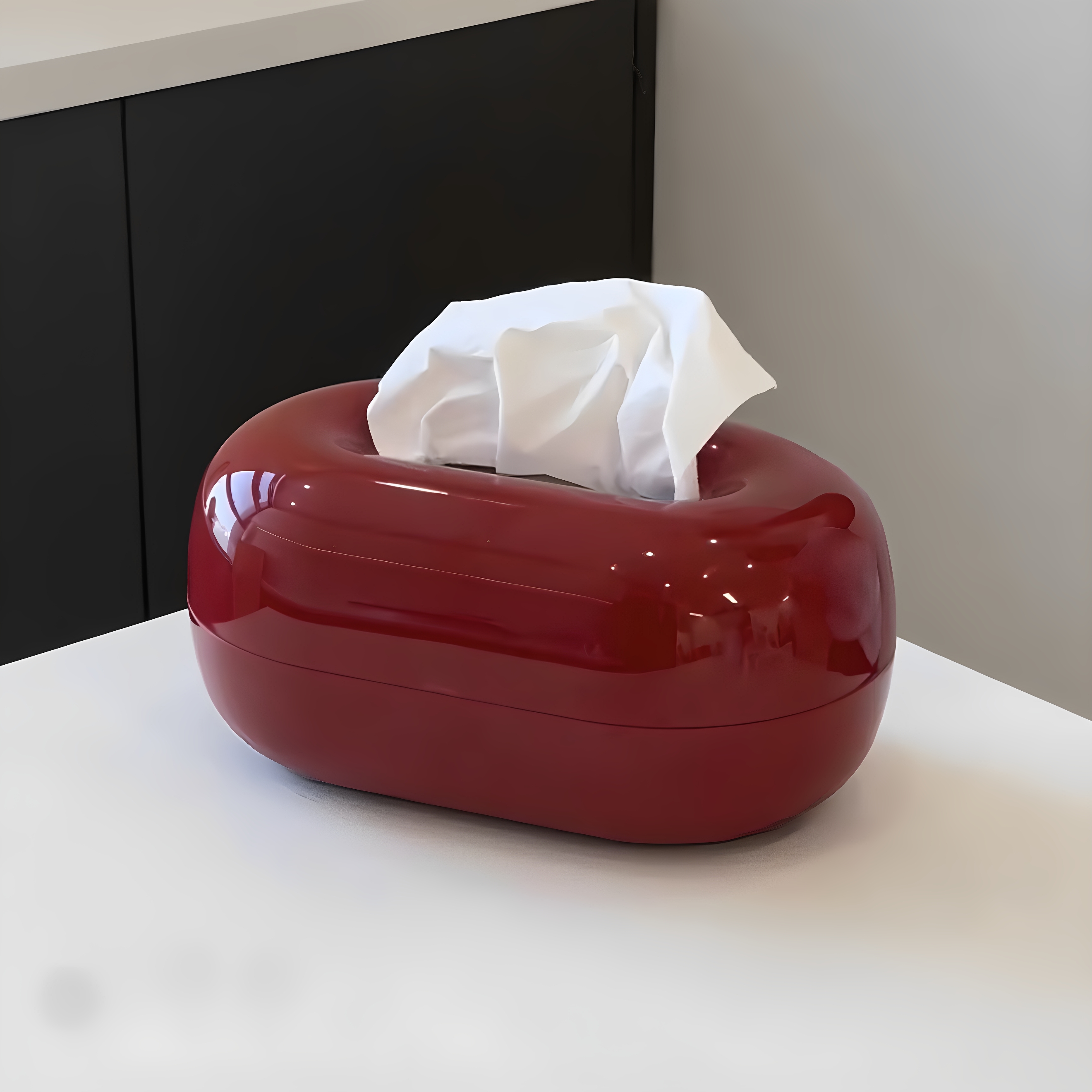 【乔迁礼物】红色洞石纸巾盒家用客厅茶几抽纸盒创意餐巾纸收纳盒