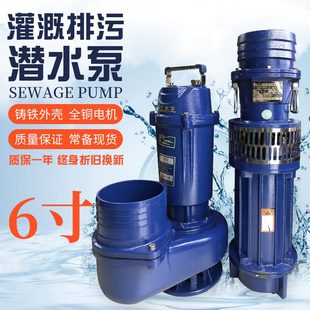 家用电220V大流量水泵农田灌溉大口径4寸6寸潜水泵农用排涝抽水泵