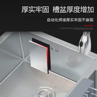 沙恩厨房304不锈钢水槽双槽套餐一体成型加厚洗菜盆家用洗碗水池