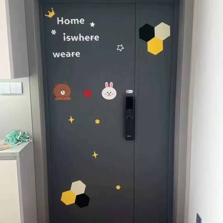 自粘子母门双开门毛毡贴纸入户防盗门卧室旧木门翻新改色吸音降噪