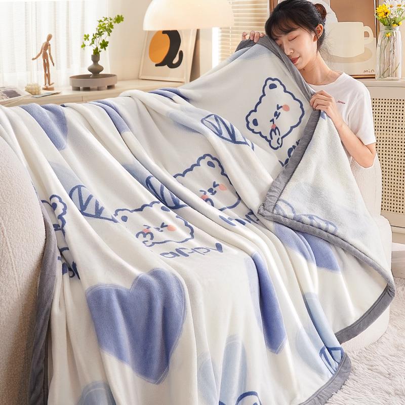 毛毯法兰绒空调被披肩毯子儿童午睡办公室沙发盖毯冬季床单珊瑚绒