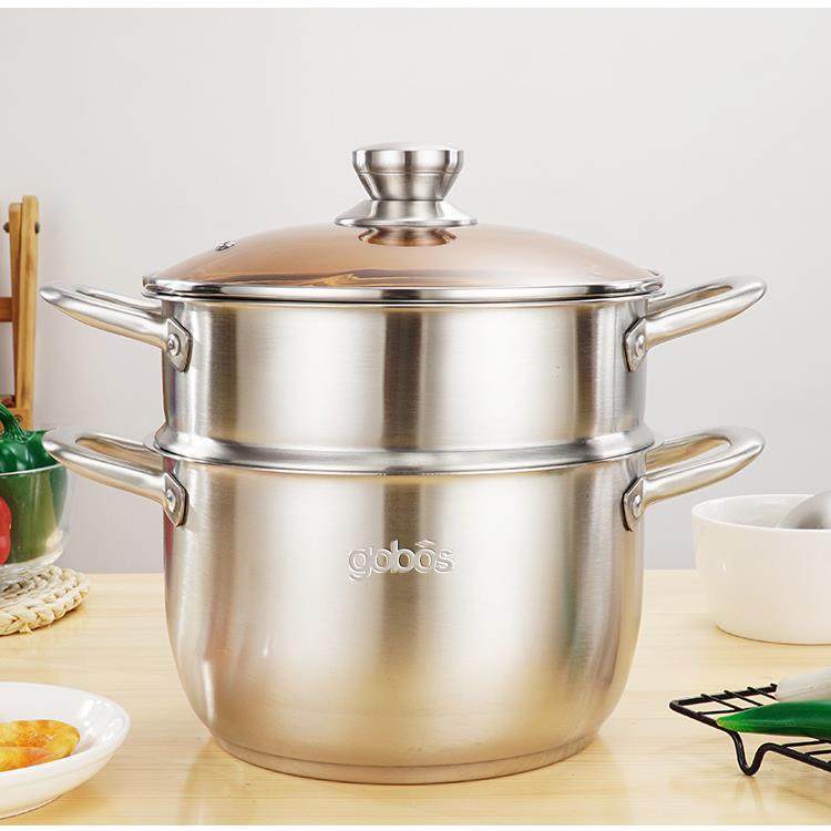 刚博士24CM珍致复底汤蒸锅304不锈钢蒸馒头家用燃气电磁炉食品级