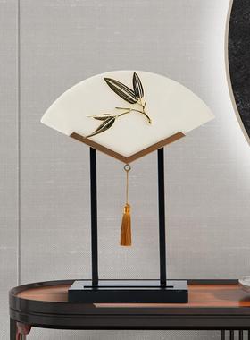 新中式扇形家居饰品禅意办公室玄关博古架高档软装售楼处酒店摆件