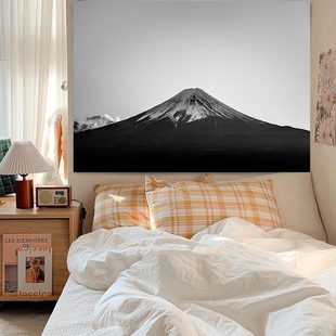 风景富士山墙布挂布ins风背景布床头卧室背景墙装 日式 饰遮挡简约