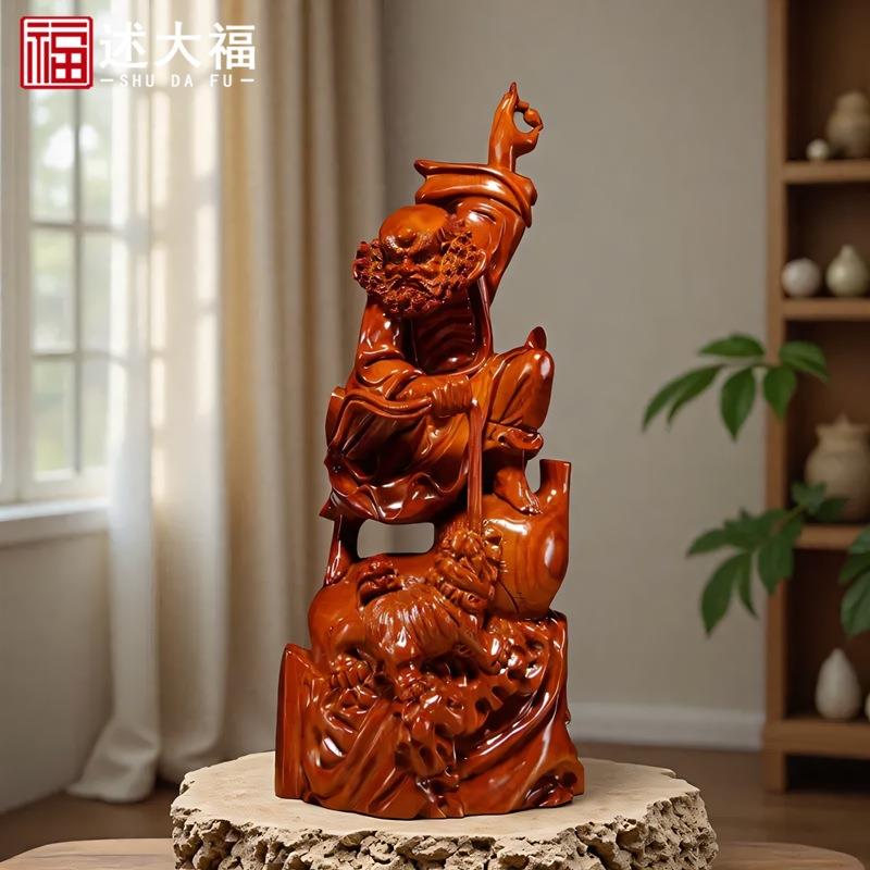花梨木雕达摩祖师佛摆件雕刻工艺品家居客厅禅意玄关装饰公司摆设