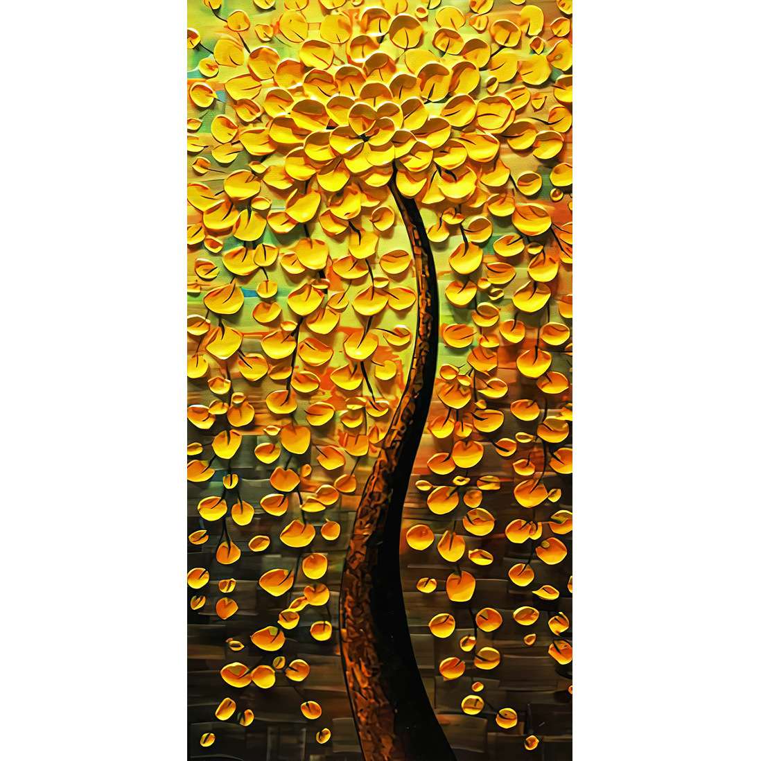 手绘油画玄关装饰画竖版现代简约挂画入户走廊过道壁画立体发财树图片