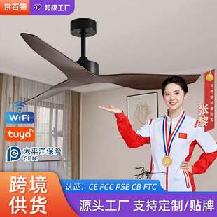 北欧风扇ABS木纹扇叶餐厅客厅智能遥控静音智能家用吊扇厂家