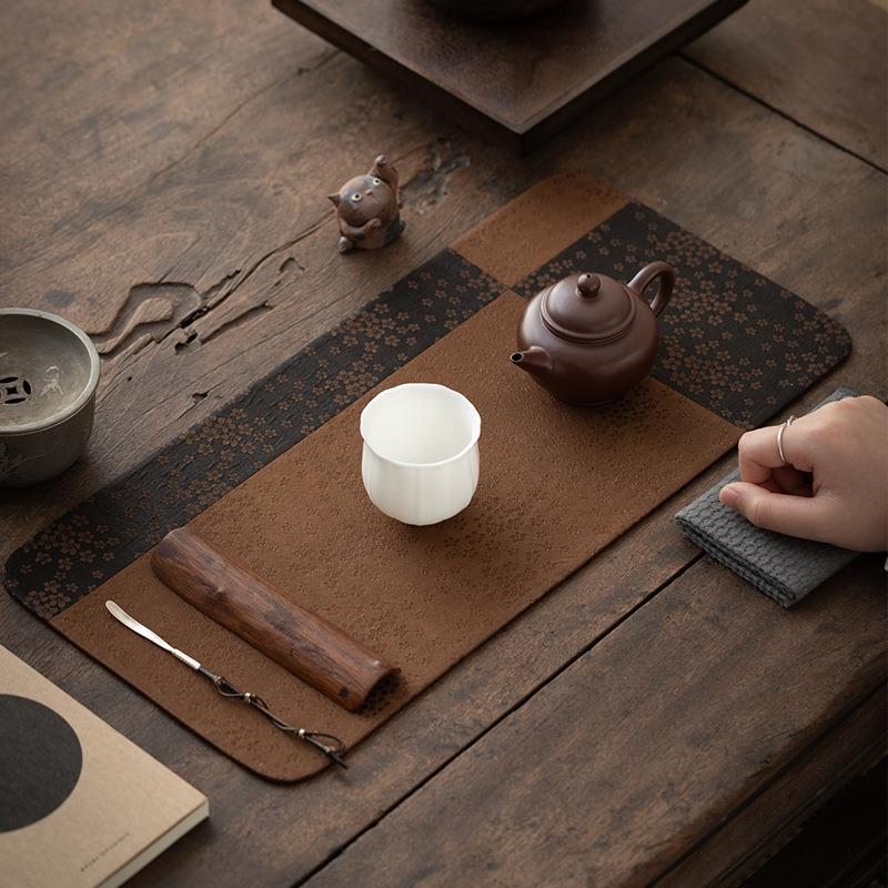 禅艺堂重磅拼接复古香云纱茶席茶垫干泡禅意桌旗高端茶布茶道配件