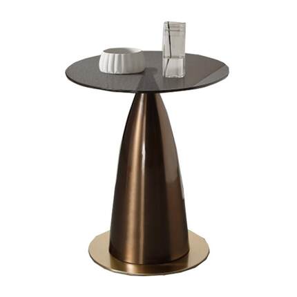 SSK43#轻奢简约客厅茶几家用不锈钢角几意式现代创意圆形黑钛金沙