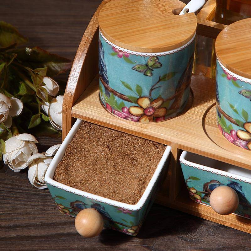 厨房陶瓷调料盒套装组合罐装创意GHI家瓶用欧式双层调味盐罐调油