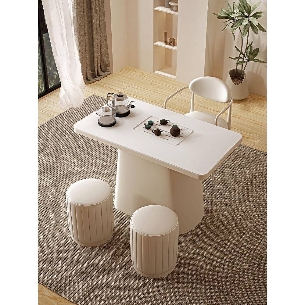 奶油0风小QCF户型阳台茶桌椅组合现简约烧水壶一代体用茶台22家5