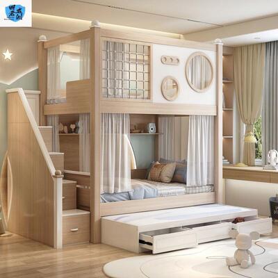 实高下低儿童床上上下母床双层床两层儿木童床护QAC栏铺子小户型