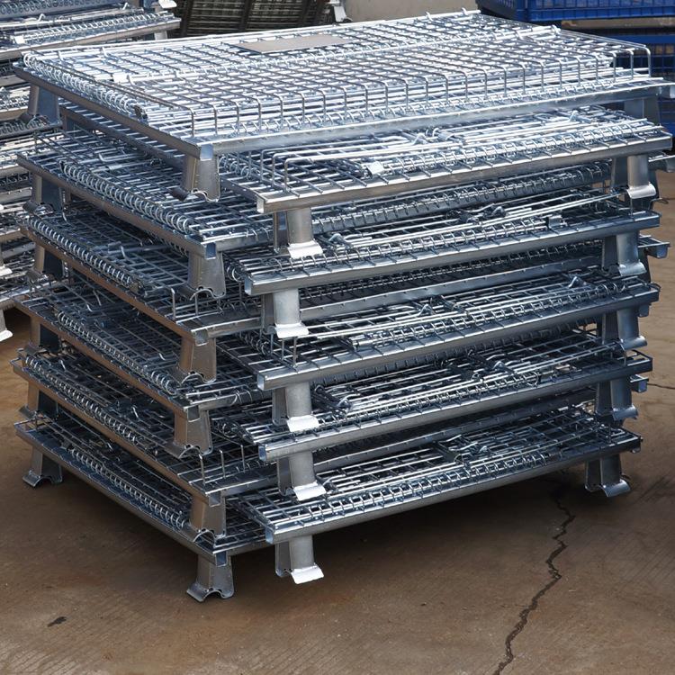 非标仓储笼 折叠式金属仓库笼 货架仓储笼 网格金属周转箱