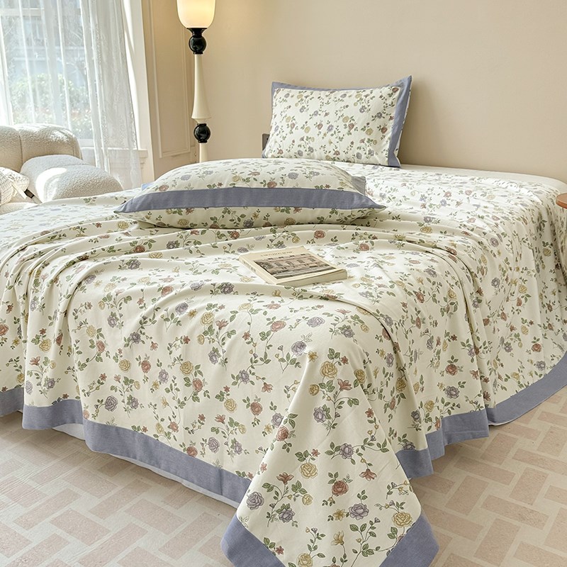 夏季老粗布床单单件100全棉学生宿舍单人被单亚麻凉席三件套