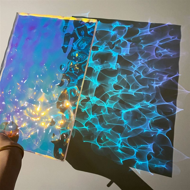 亚克力板中水彩虹炫彩波纹有机玻璃板酒店屏风隔断幕墙玄关导光板