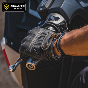 速莱特摩托车手套透气防摔骑士机车装备骑行男女复古半指四季