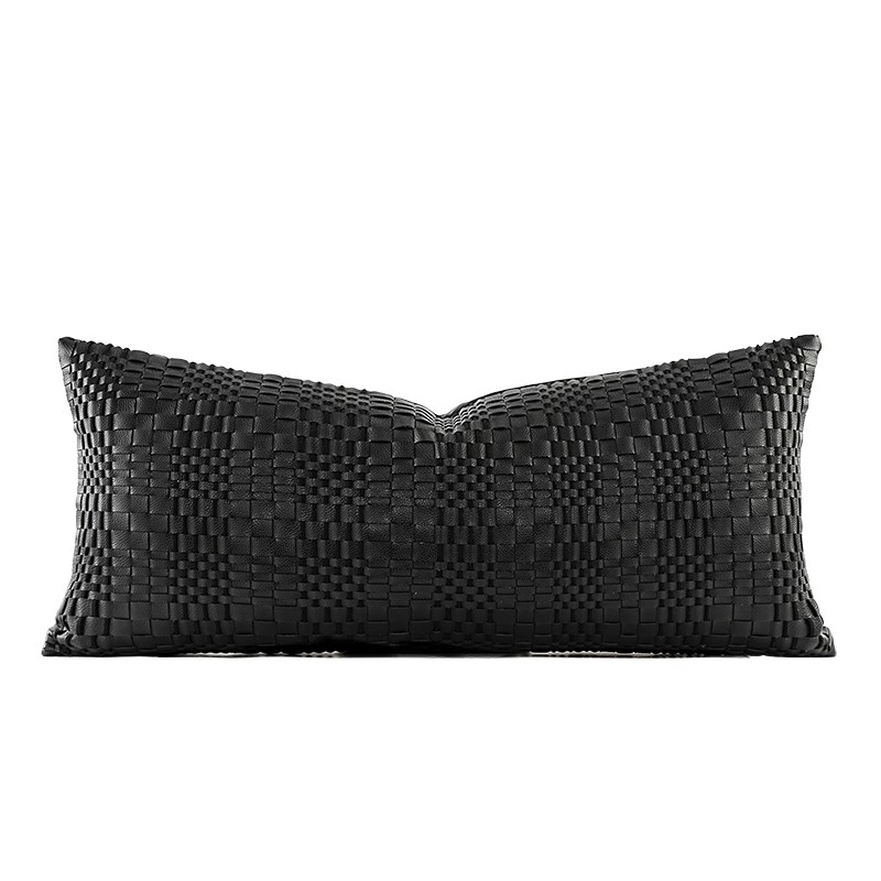 柏洛斯weave现代简约s轻奢黑色手工编织高级感客厅沙发靠背腰枕垫