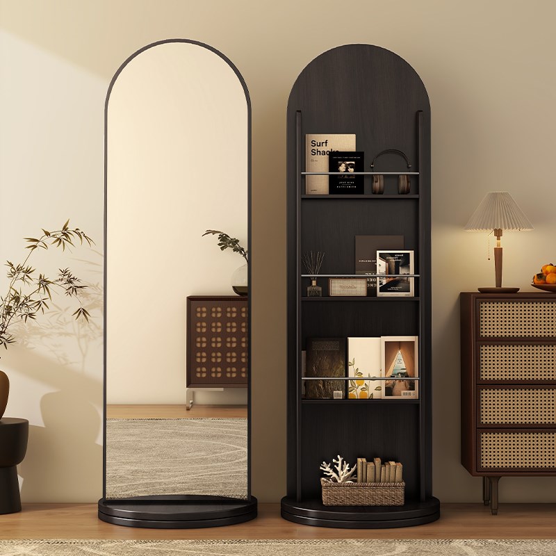 旋转穿衣镜家用杂志书架旋转储物D试衣镜立式可移动全身落地镜
