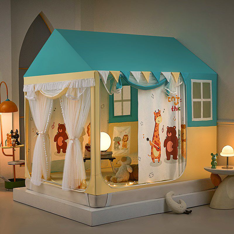 儿童蒙古包防摔蚊帐家用卧室2025新款全底婴儿型床幔遮光帘一体式