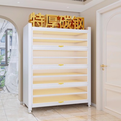 家用钢制鞋柜门口收纳柜一体靠墙大容量带门收纳柜入户多层鞋架子