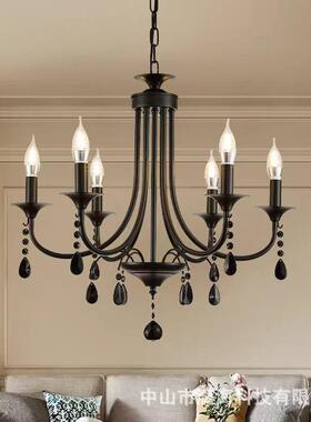美室式古蜡烛吊灯轻奢客厅水复晶餐灯个性厅吊灯卧温馨MGI简约现