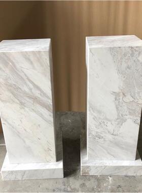 架白色大理石BQX底座玄关落台地摆件客厅售楼轻奢雕处塑展示石墩
