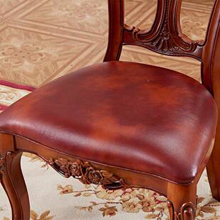 欧式高档餐美式豪皮华椅CLV椅酒店餐椅全子实木橡木椅子扶手椅