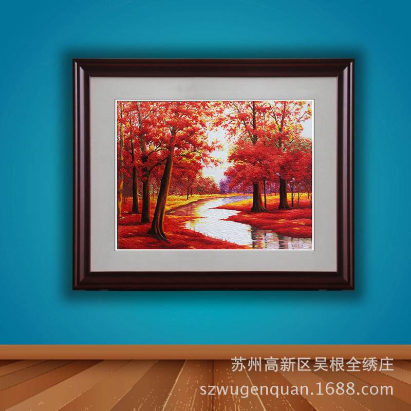 苏绣成品挂画客厅书房卧室带框装饰画苏州手工刺绣风景图片