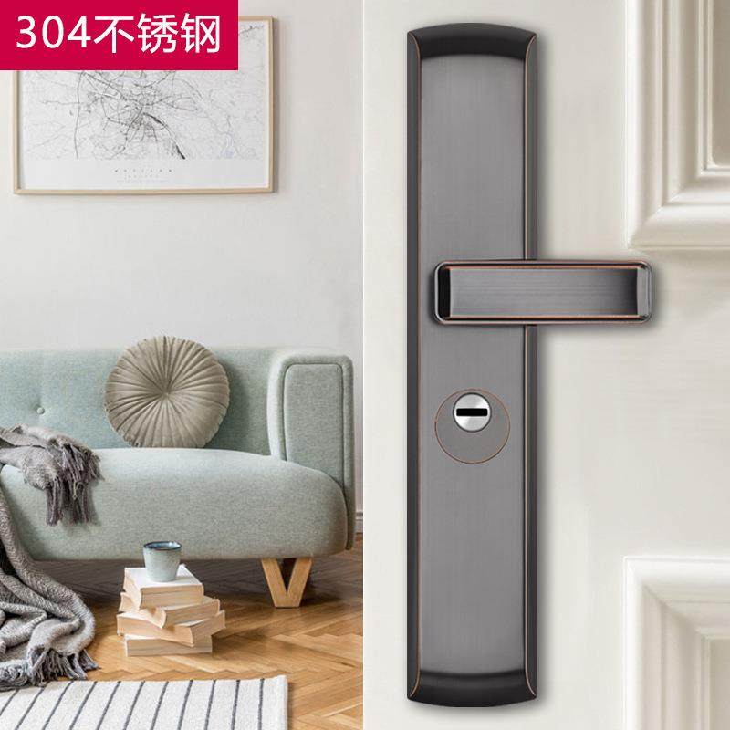 乐防盗无品牌/门锁C级锁芯顾孔距68mm入户门锁不锈板钢面把手