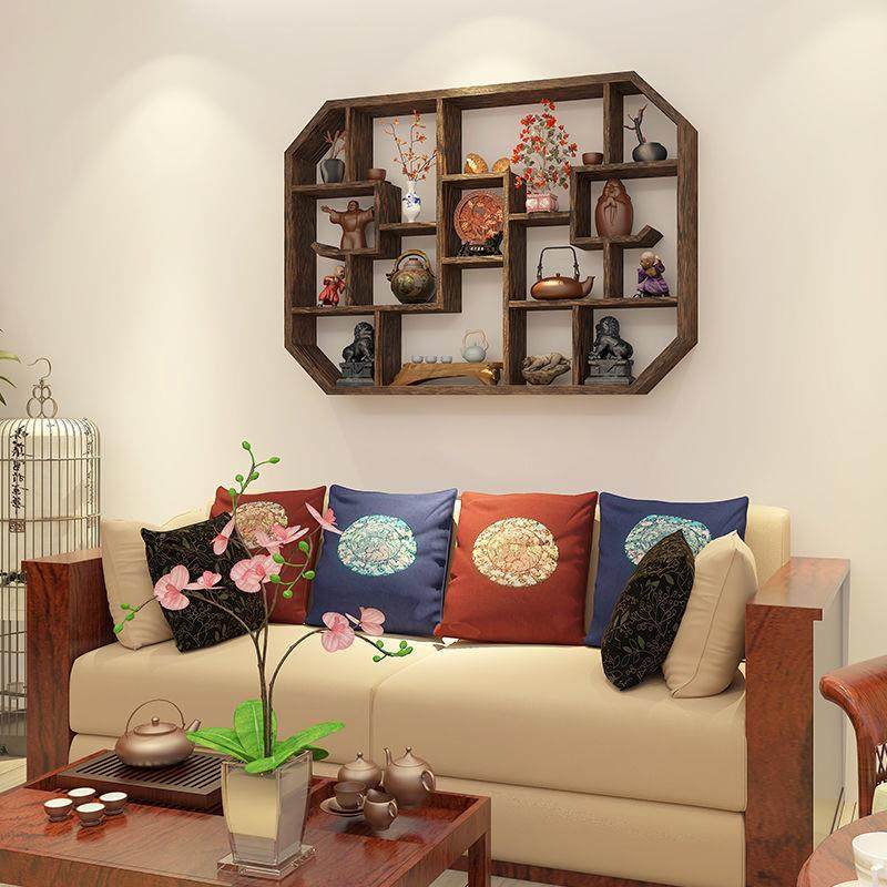 博架实木中式挂壁挂式置物架隔断宝阁格多子古架摆件简约无品牌/