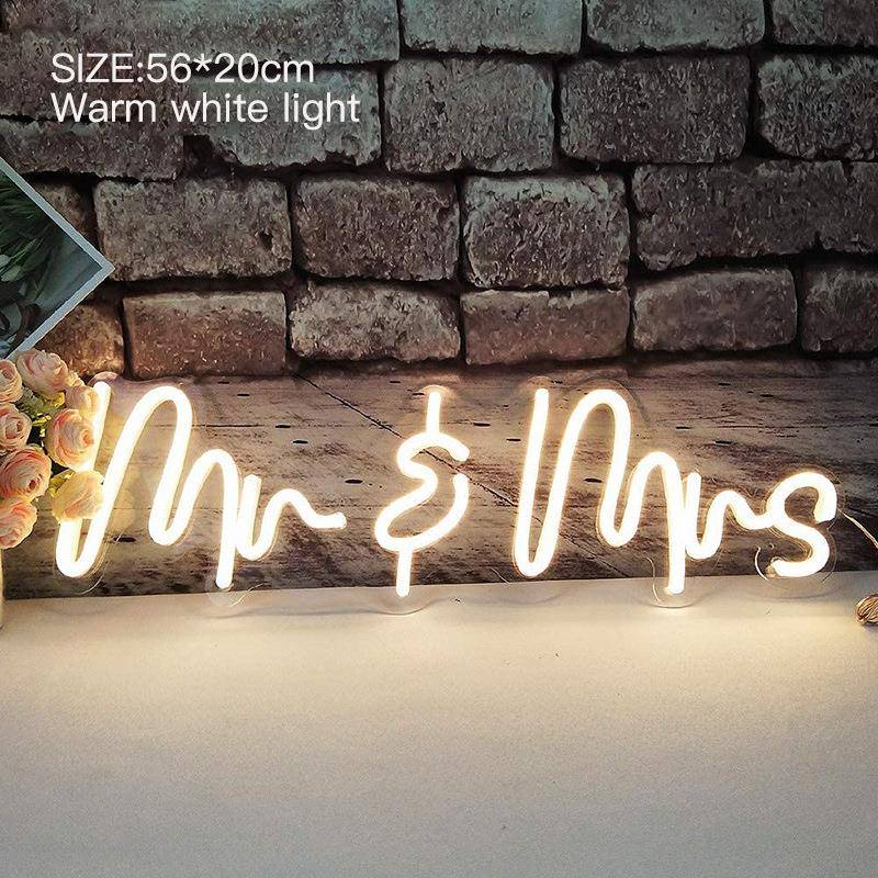 霓网红求PBI婚礼道具氛围m装饰Mr&r灯s造型led虹灯发光字灯牌