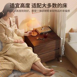 实高木床头柜简约现代三卧室加家用小见详情型边储物层置物收纳柜
