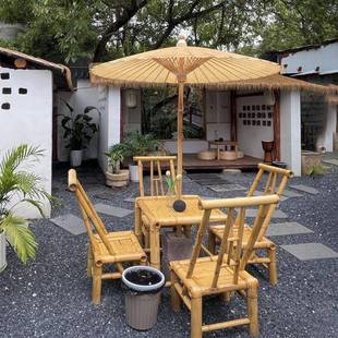 餐围椅桌茶几户外 竹竹椅MDN靠背椅家用民宿竹凳炉煮茶罐罐茶老式
