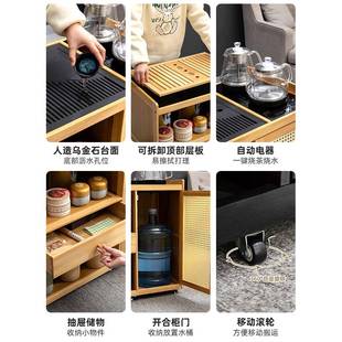 移茶小茶台SDF烧水壶一体家用水柜实木茶几煮泡茶茶桌子动茶车阳