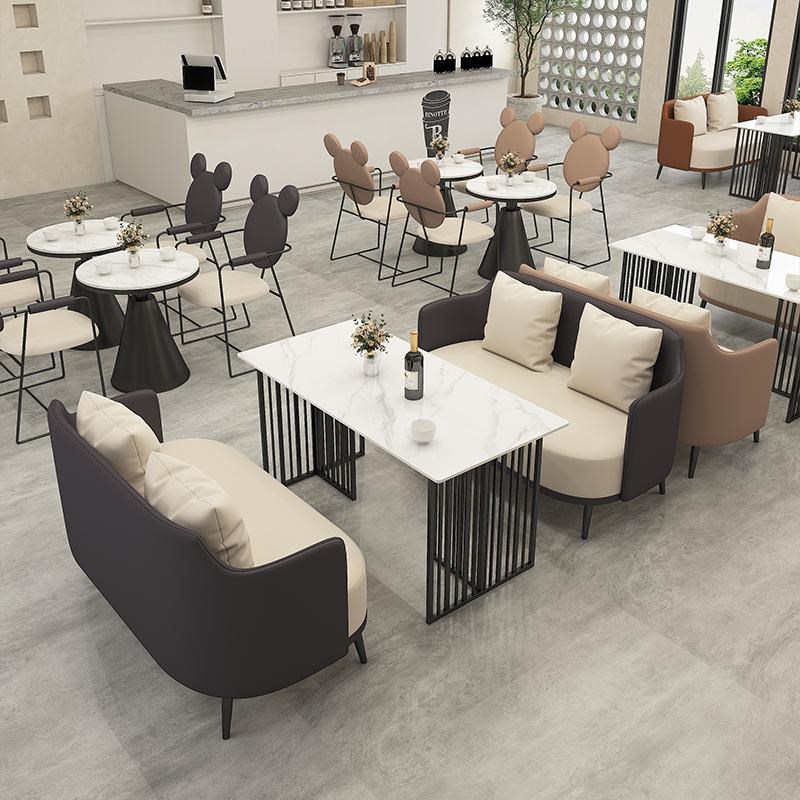 餐饮卡座沙发桌椅组合咖s啡厅火锅店音乐餐吧主题餐厅接待靠墙桌