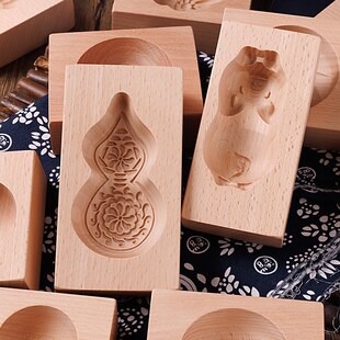 手工榉木加深大号实木馒头模具家用包子豆沙青团糍粑糕点快压烘焙