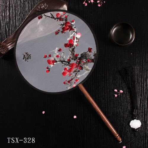 古风团扇双面刺绣花鸟宫扇中国风宫廷绣花旗袍圆扇汉服扇子女舞蹈